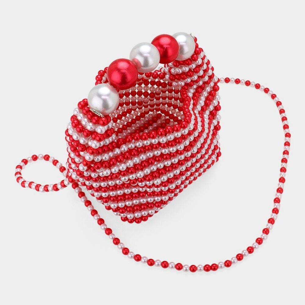 Unique Festive Holiday Faux Pearl Beaded Handbag / Crossbody Bag NEW - Picture 3 of 3